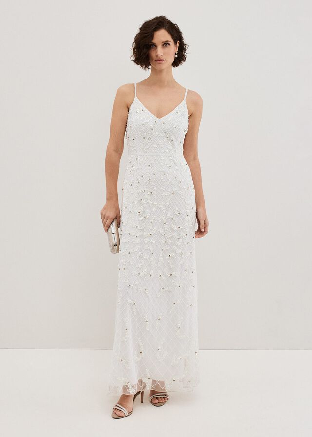 White Phase Eight Alexia Embellished Wedding Dress | 6291ULCOX