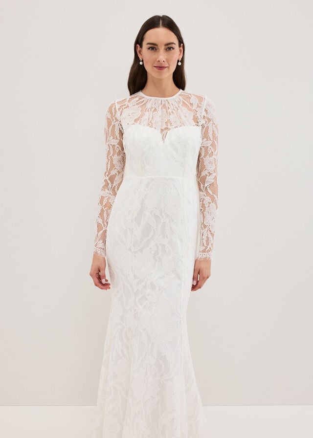 White Phase Eight Aneeta Lace Wedding Dress | 7208NRXEF