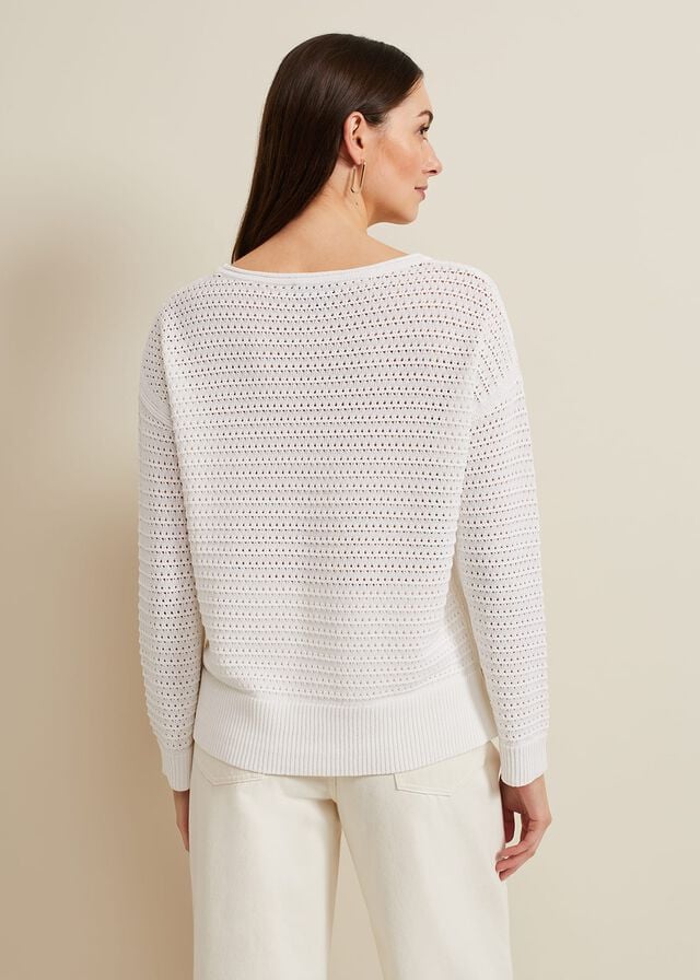 White Phase Eight Annie Textured Knitwear | 2180GYEZD