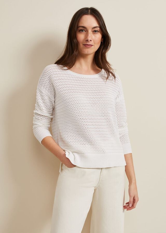 White Phase Eight Annie Textured Knitwear | 2180GYEZD