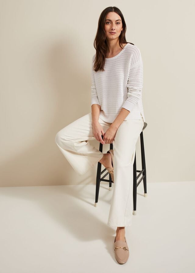 White Phase Eight Annie Textured Knitwear | 2180GYEZD