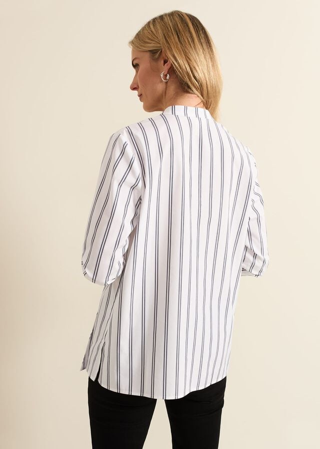 White Phase Eight Ashlyn Asymmetric Striped Shirts | 5473LXZEO