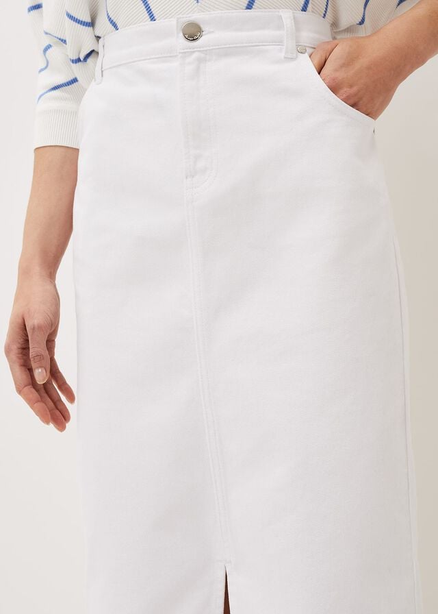 White Phase Eight Aubrey Denim Skirts | 5920HXDOW