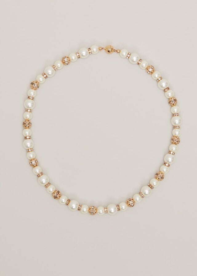 White Phase Eight Bead And Pearl Jewellery | 9160MOVCN