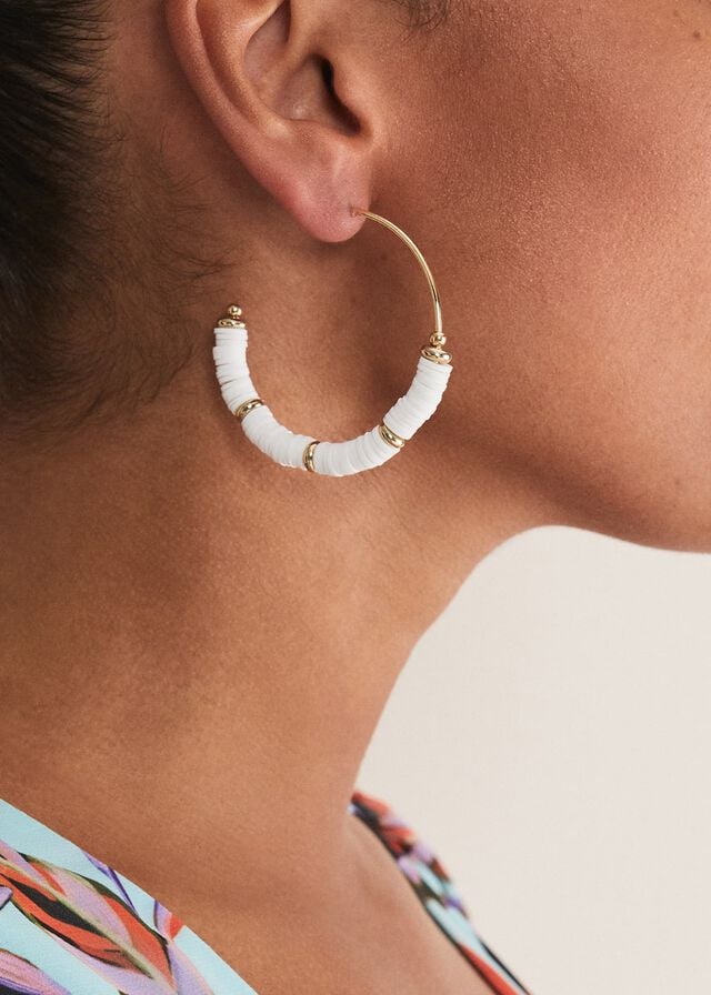 White Phase Eight Beaded Hoop Jewellery | 2543LGFEQ