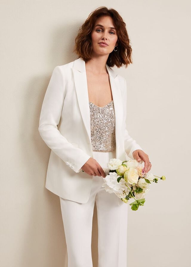 White Phase Eight Beatriz Satin Bridal Jackets | 8534VMDKS