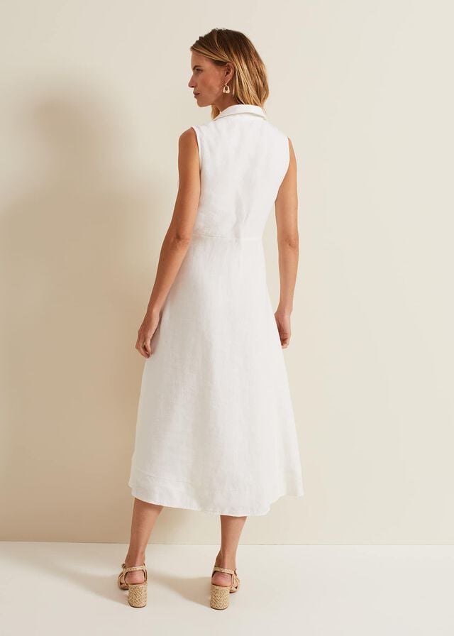 White Phase Eight Becky Tie Front Dress | 3651SFNMT