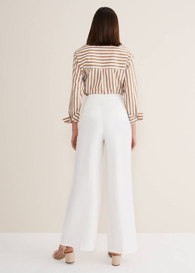 White Phase Eight Bianca Wide Legs Trousers | 6312LKUWQ