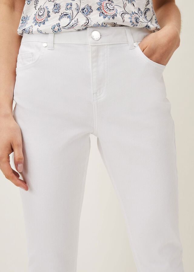 White Phase Eight Bobbie Skinny Button Hem Trousers | 7563AHSEN