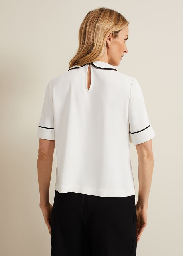 White Phase Eight Carys Contrast Piping Shirts | 5193YGLND