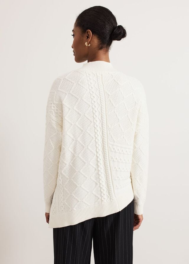 White Phase Eight Casey Ivory Cable Knitwear | 6215FVIOZ