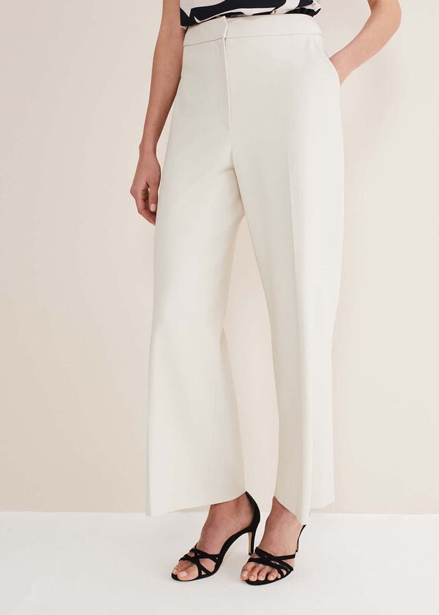 White Phase Eight Celyn Wide Legs Trousers | 7890ELUJY