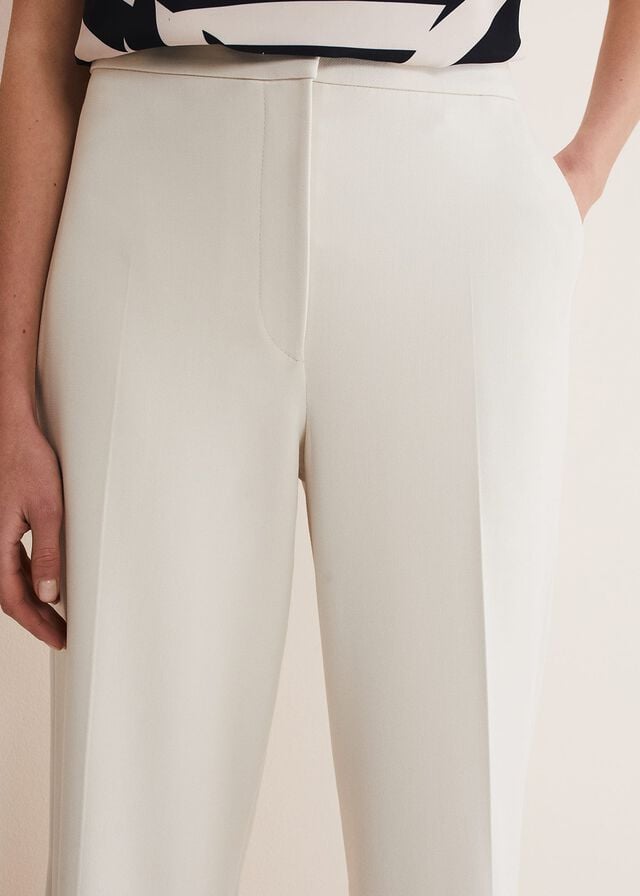 White Phase Eight Celyn Wide Legs Trousers | 7890ELUJY