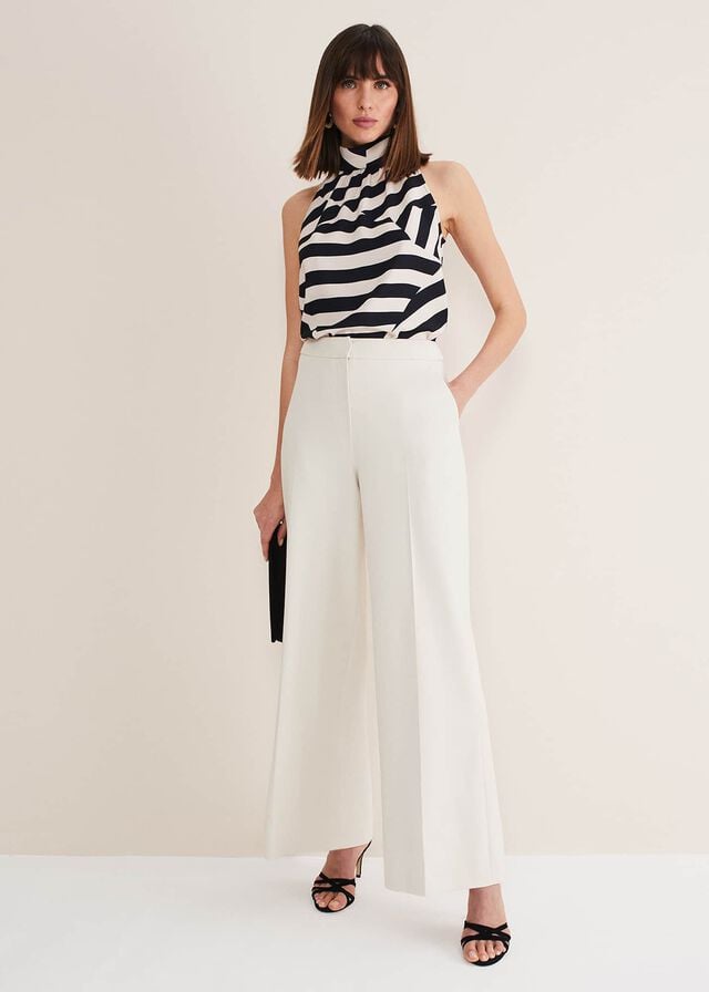 White Phase Eight Celyn Wide Legs Trousers | 7890ELUJY