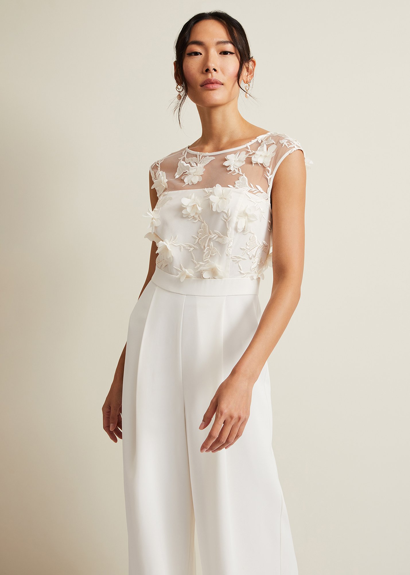 White Phase Eight Cherie Bridal Floral Textured Dress | 2594VPYBT