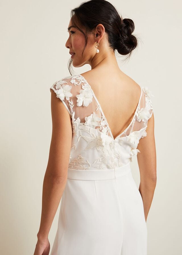 White Phase Eight Cherie Bridal Floral Textured Dress | 2594VPYBT