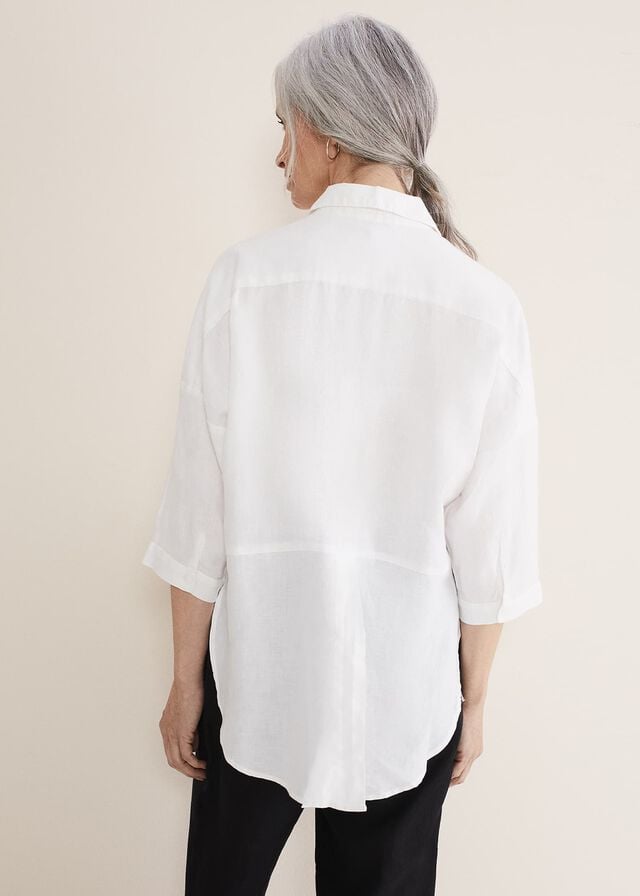 White Phase Eight Cynthia Linen Shirts | 3087LEIQZ