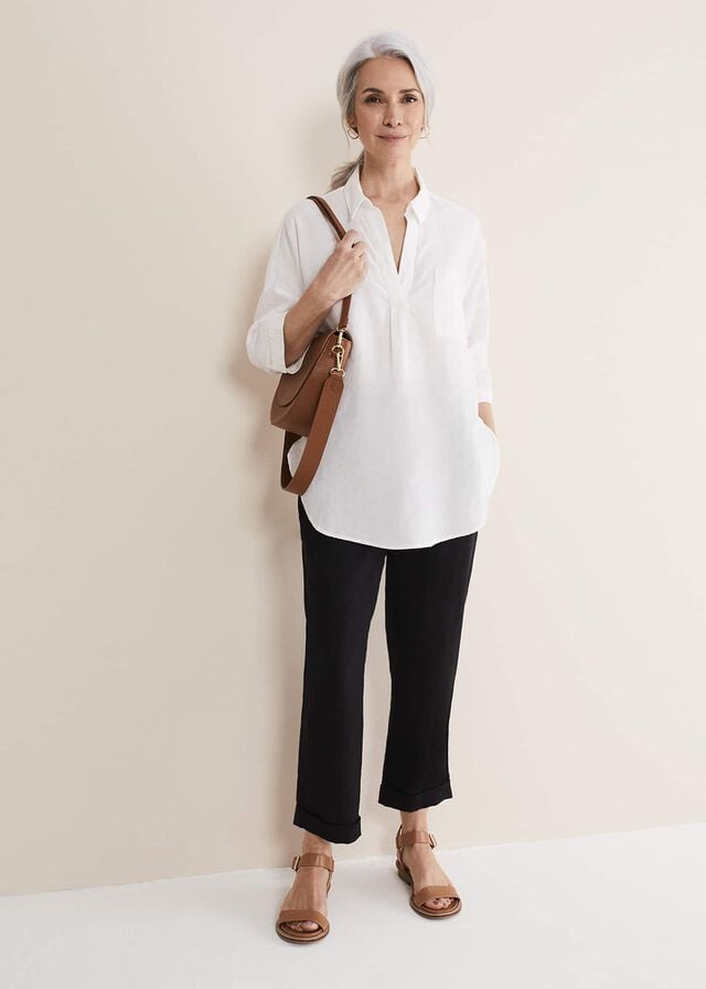 White Phase Eight Cynthia Linen Shirts | 3087LEIQZ