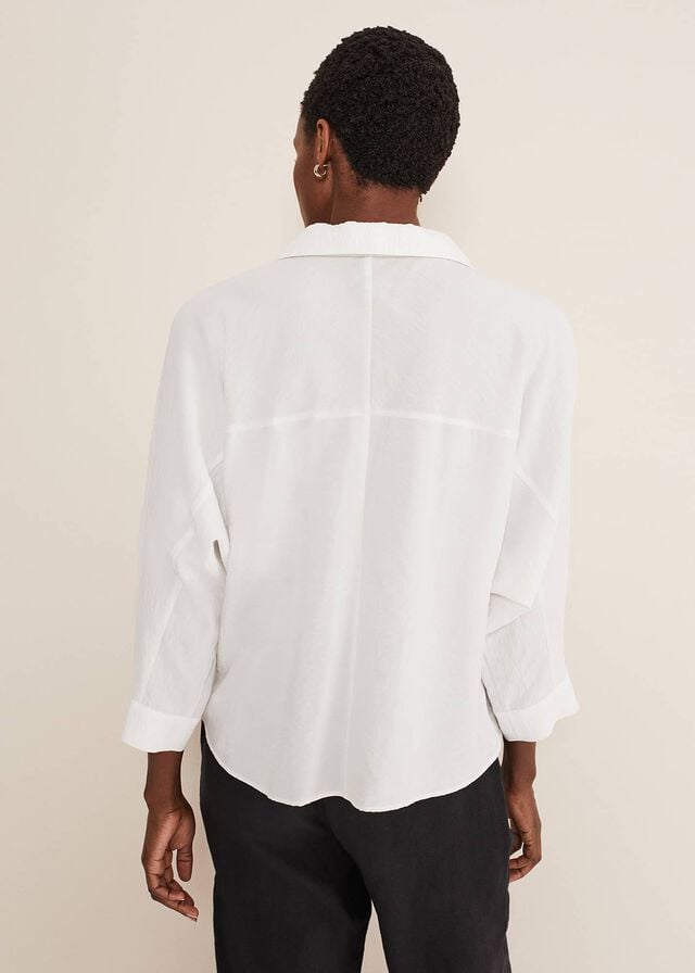 White Phase Eight Cynthia Zip Front Shirts | 7283KJLWR