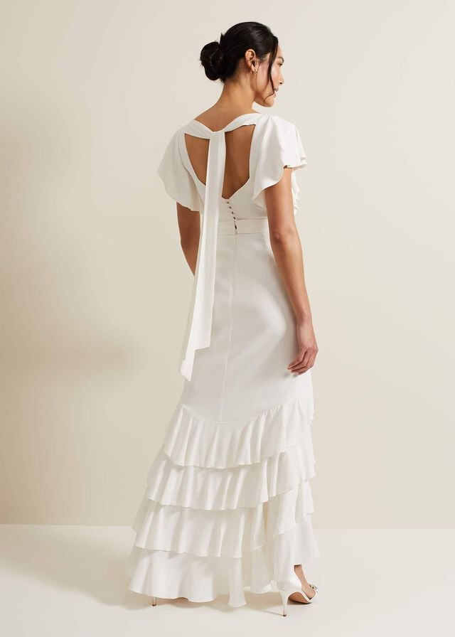 White Phase Eight Ellery Frill Wedding Dress | 5897ZSDIO