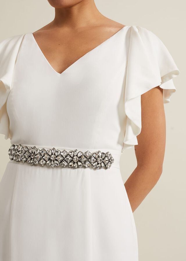 White Phase Eight Ellery Frill Wedding Dress | 5897ZSDIO