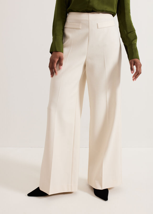 White Phase Eight Elodie Wool Trousers | 5092KJVFB