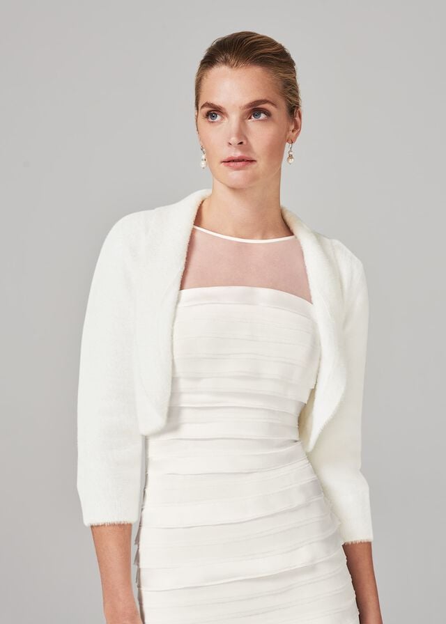 White Phase Eight Fay Fluffy Bolero Knitwear | 2684UOXWE