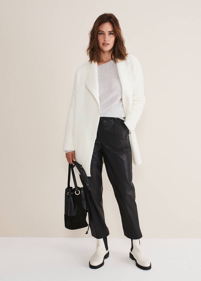 White Phase Eight Fia Fluffy Zip Coats | 5804GXTDP