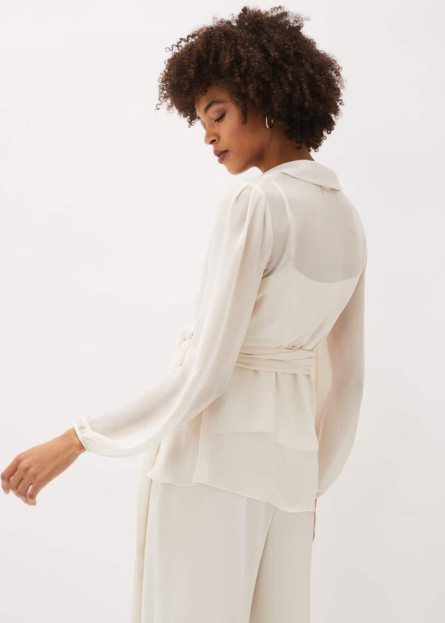 White Phase Eight Florentine Semi-Sheer Wrap Shirts | 3751HYMRG