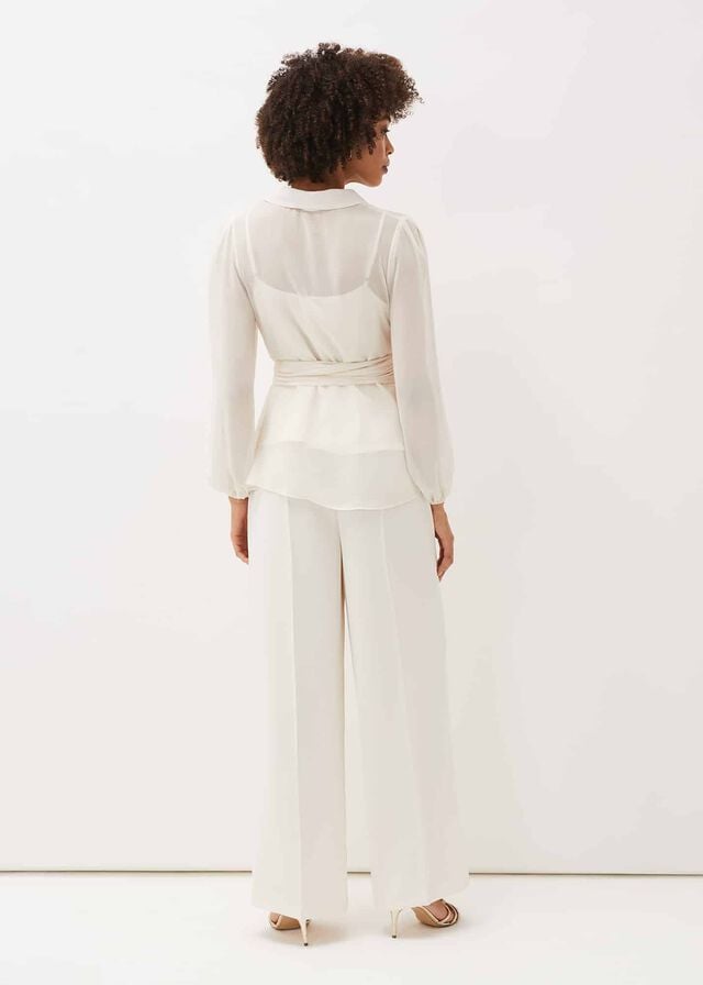 White Phase Eight Florentine Wide Legs Trousers | 1042JDGKY