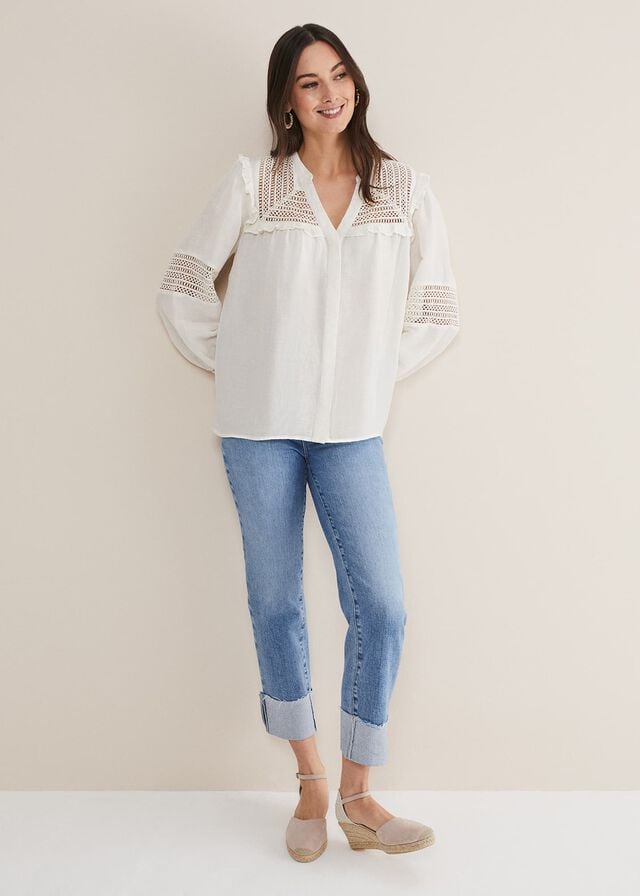 White Phase Eight Franki Linen Shirts | 2516KTOPV