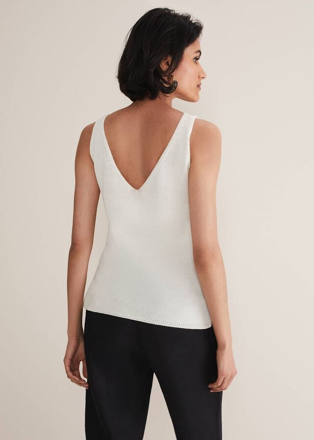 White Phase Eight Freyated Vest Knitwear | 4915ISUHY