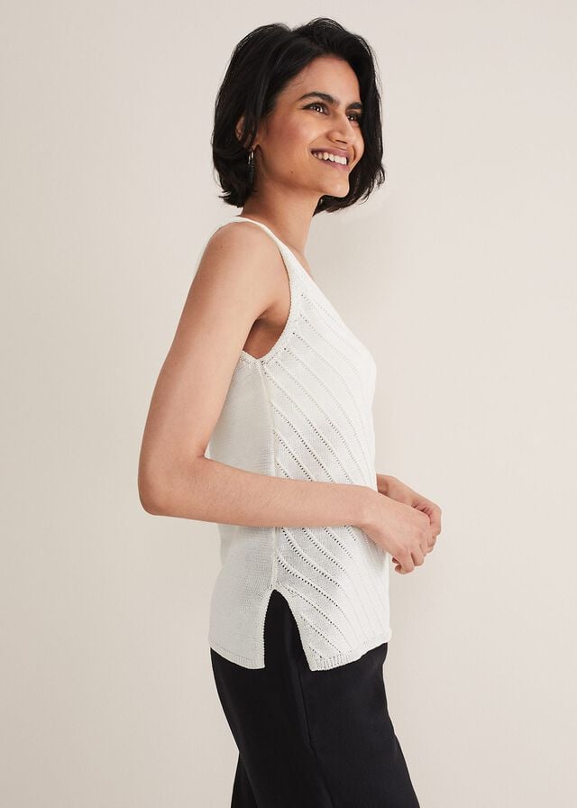 White Phase Eight Freyated Vest Knitwear | 4915ISUHY