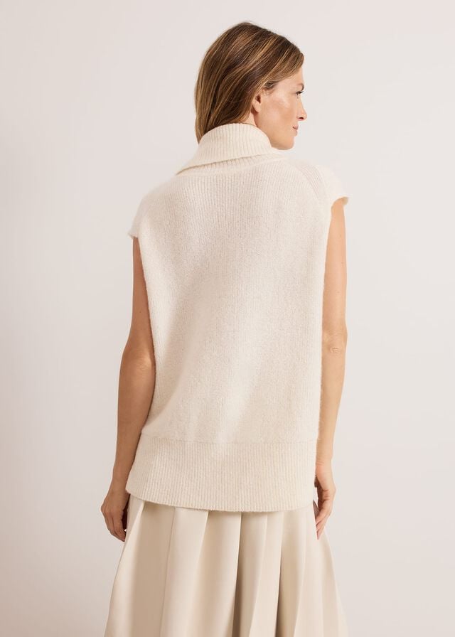 White Phase Eight Ginny Ivory Cowl Neck Tabard Knitwear | 4596HPIGQ