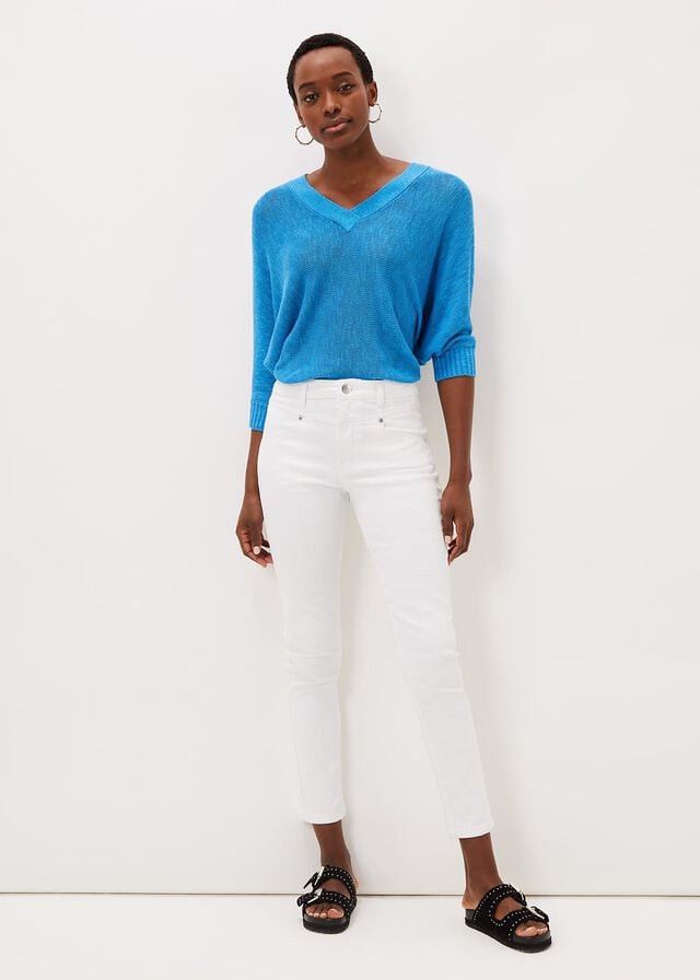 White Phase Eight Haileestitch Skinny Jeans | 9537DZTWQ