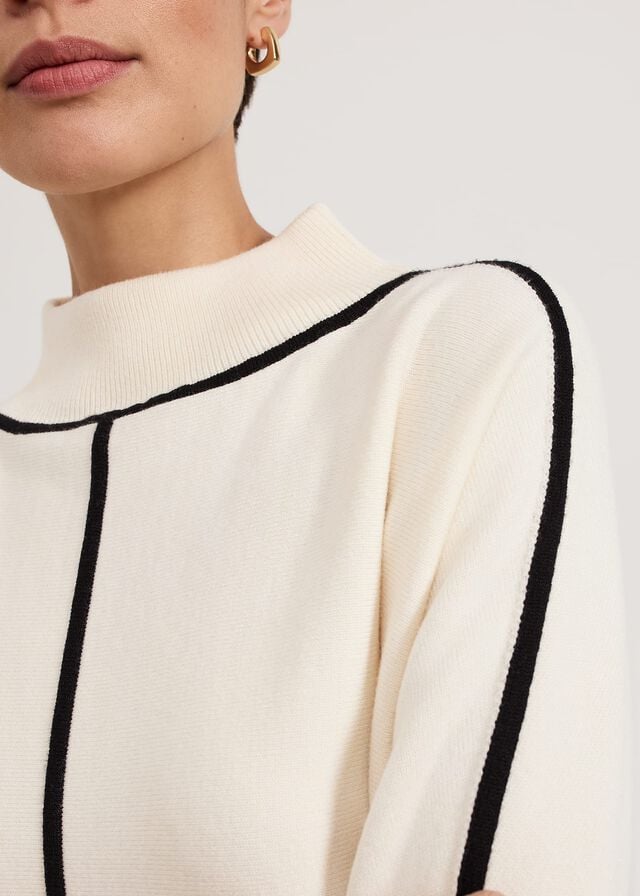 White Phase Eight Hallie Tipped Knitwear | 9652WAKQS