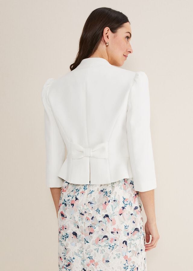 White Phase Eight Isabella Bow Jackets | 8357VQKNC