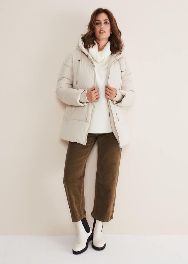 White Phase Eight Isla Toggle Puffer Coats | 3497WRCIG