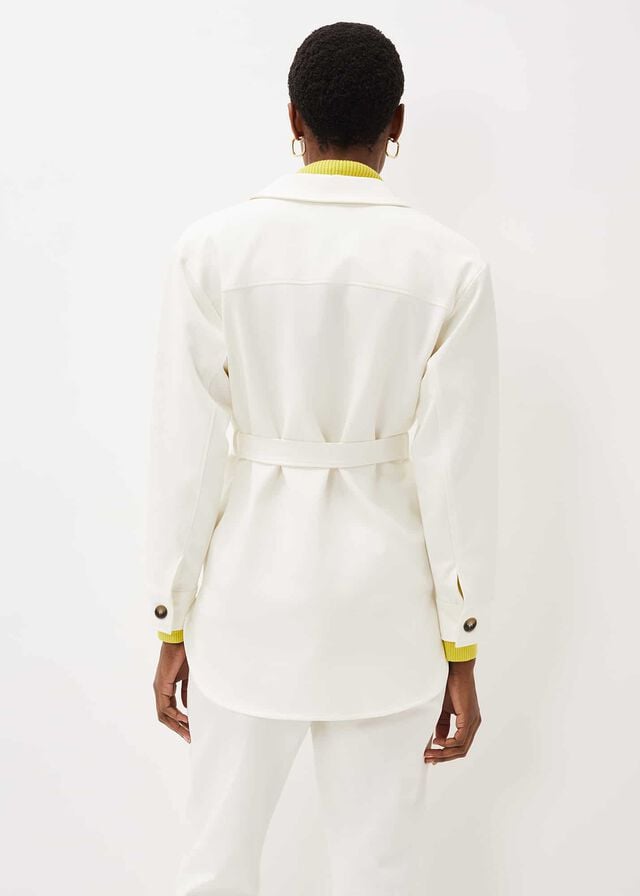 White Phase Eight Ivie Belted Shacket Jackets | 2364KQZLX