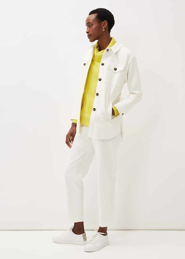 White Phase Eight Ivie Belted Shacket Jackets | 2364KQZLX