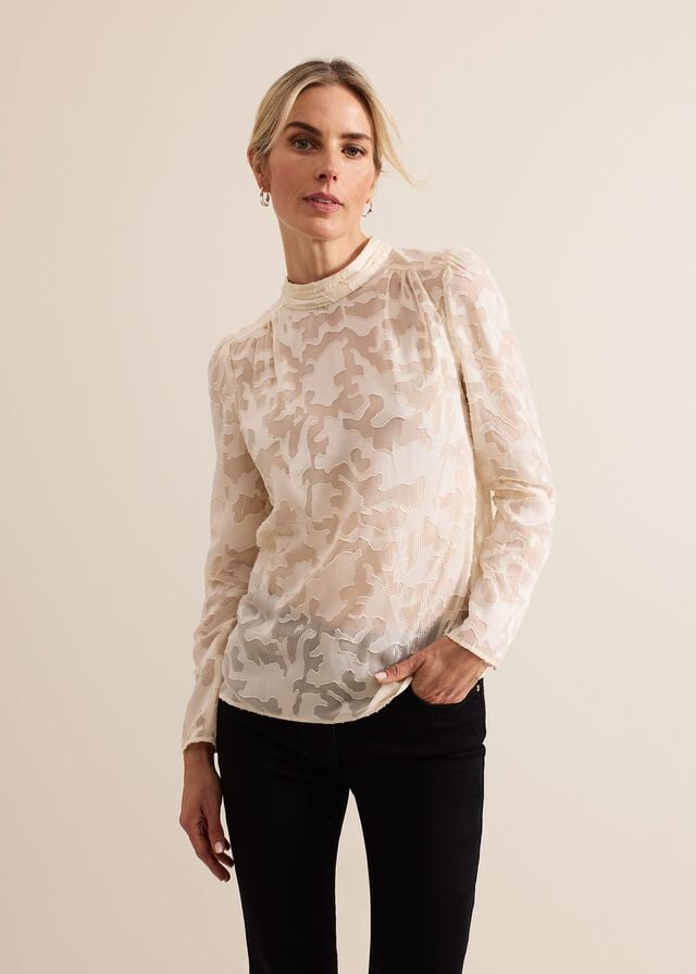 White Phase Eight Jacey Metallic Shirts | 8713IFTHM