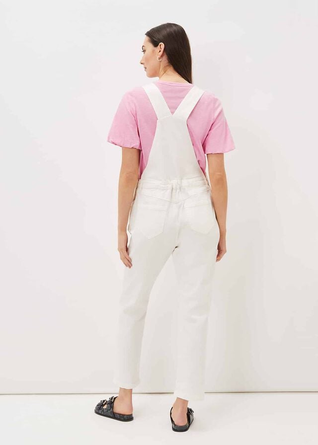 White Phase Eight Khari Denim Dungarees Jumpsuit | 5278NCFBW