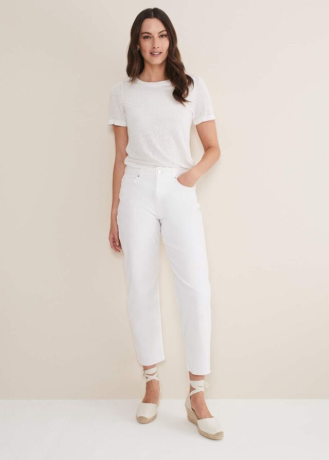 White Phase Eight Kinsley Pointelle T Shirts | 1685AVEUS