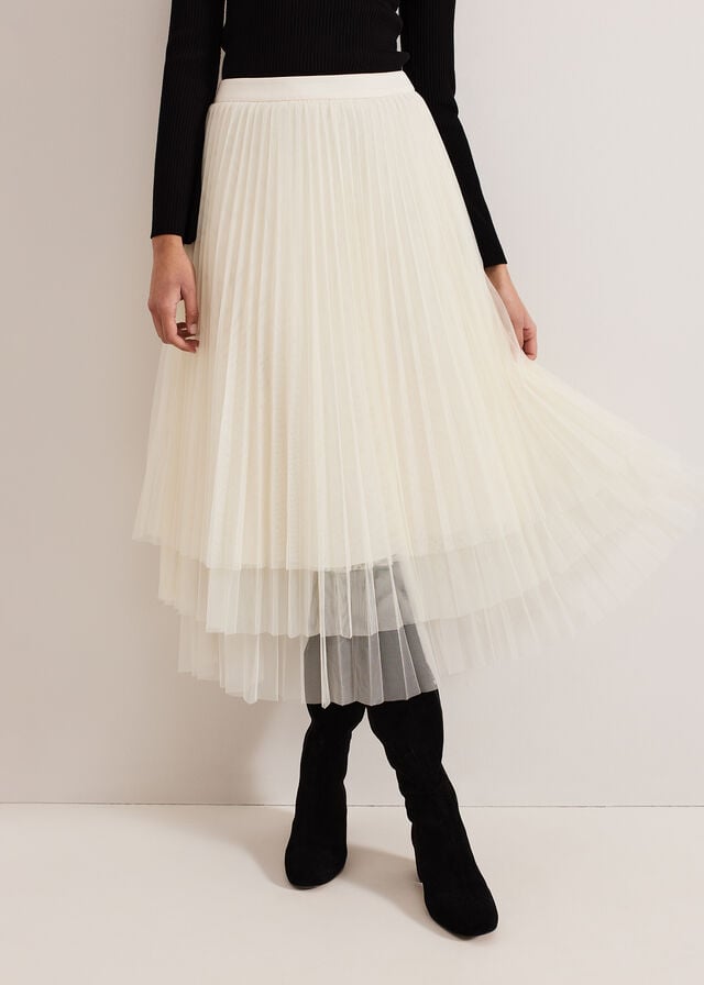 White Phase Eight Lila Tulle Skirts | 8243HEWOS