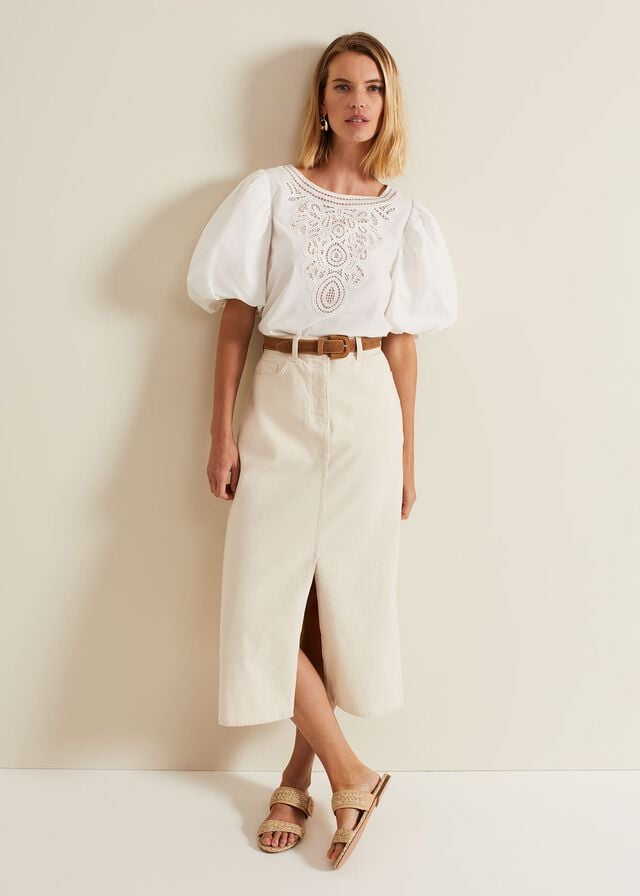 White Phase Eight Lillianna Lace Front Shirts | 5946VNFGU