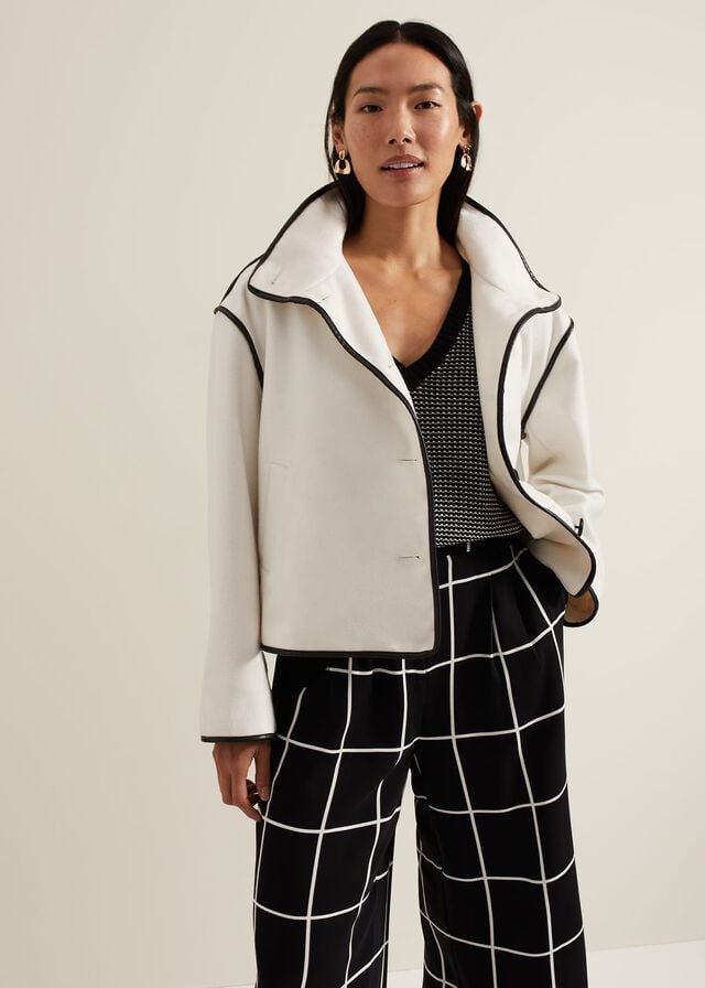 White Phase Eight Marlow Tipped Edge Coats | 8056BYIGA