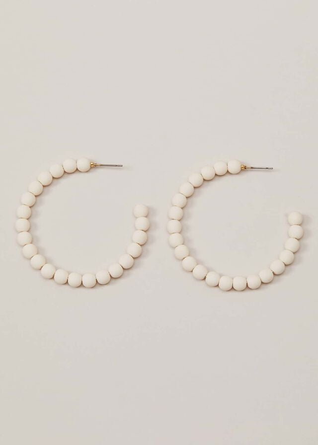 White Phase Eight Matte Bead Hoop Jewellery | 4057XSHRM