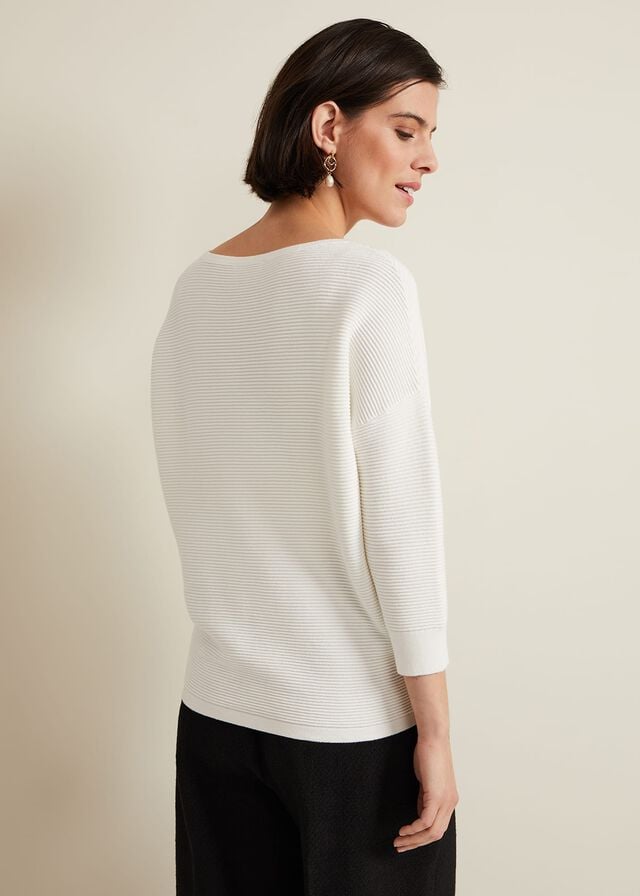 White Phase Eight Nellie Ripple Stitch Knitwear | 1763IGCTH