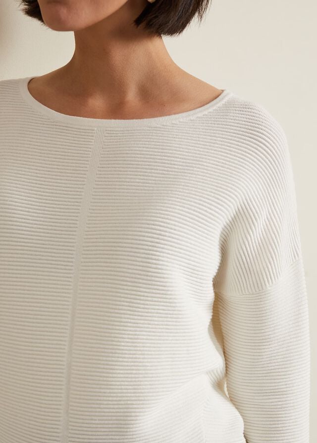 White Phase Eight Nellie Ripple Stitch Knitwear | 1763IGCTH