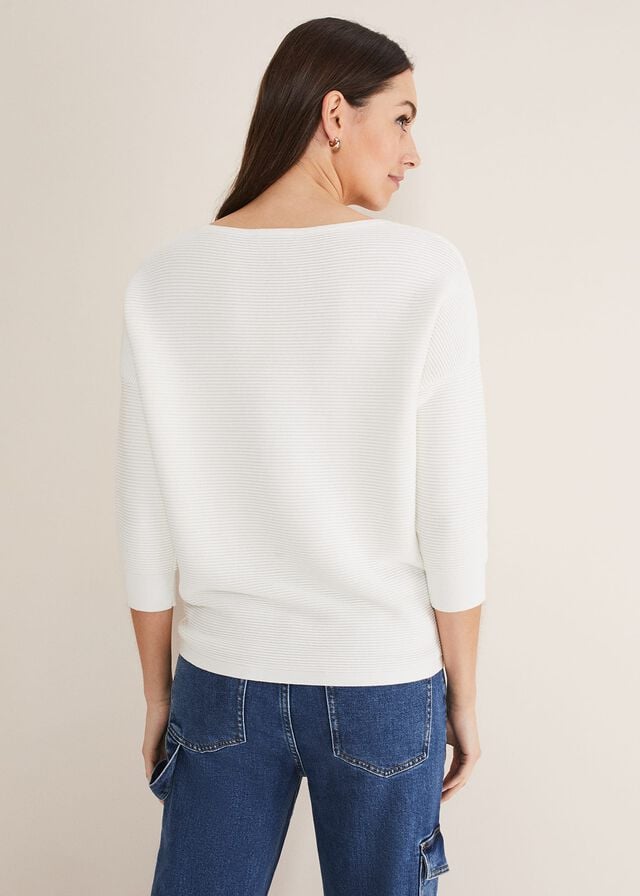 White Phase Eight Nellie Rippleted Knitwear | 8357YEWGI